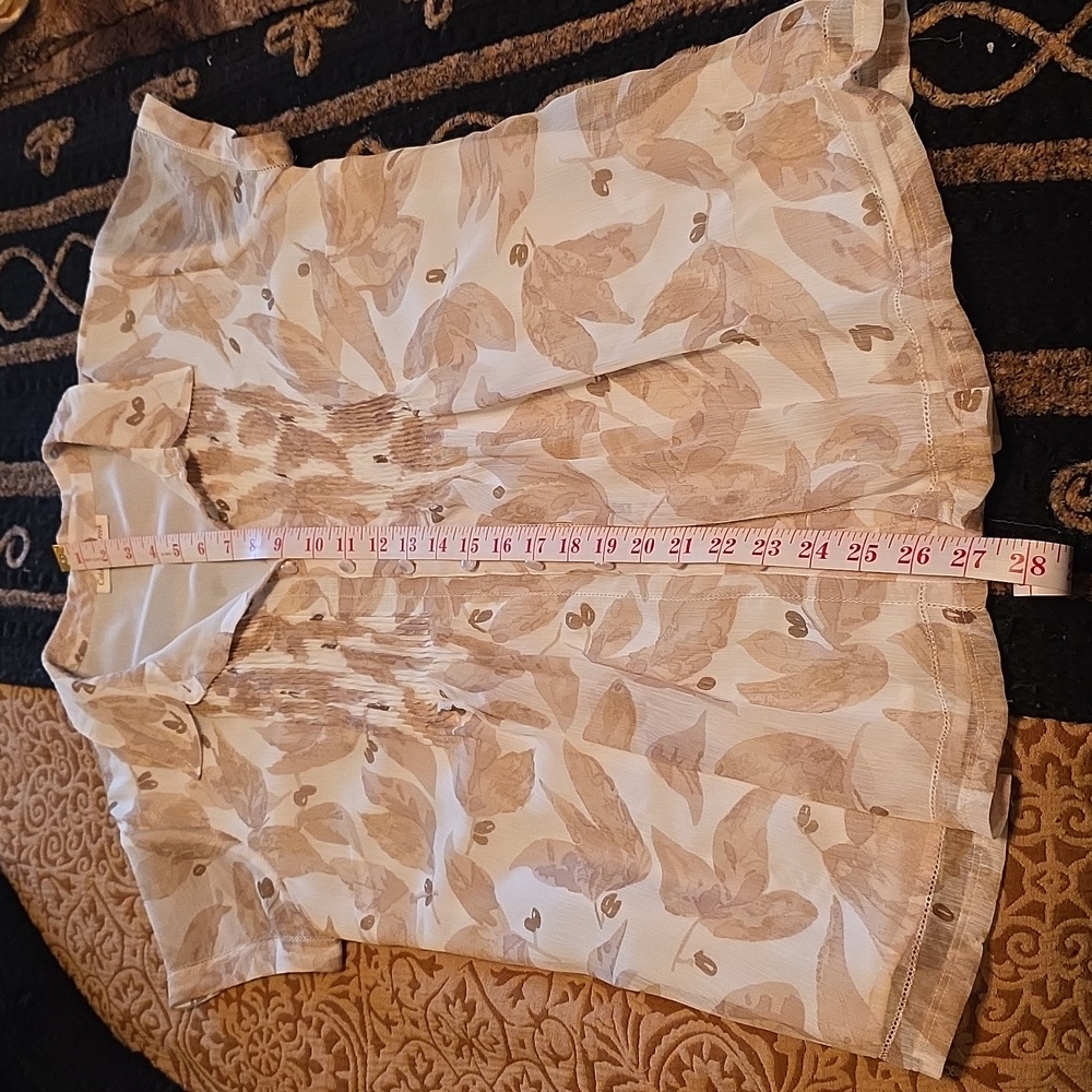 Coldwater Creek Cream Buttoned Pleated Blouse - Picture 6 of 8